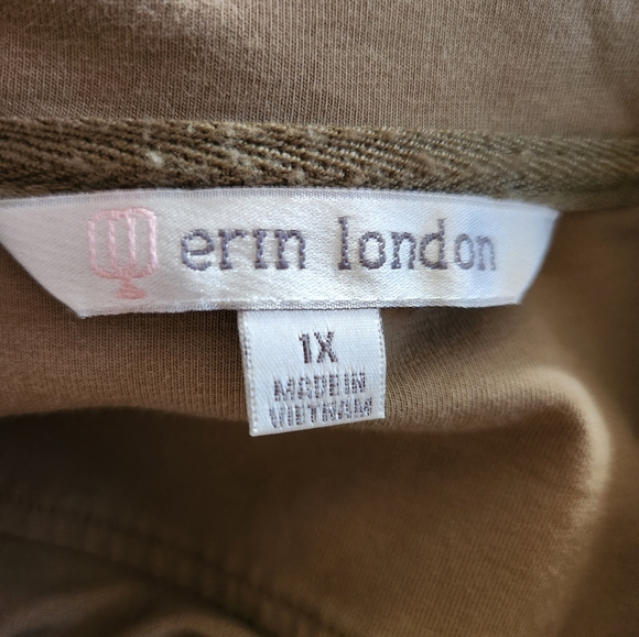 ERIN LONDON size 1X full zip cotton/spandex lightweight jacket. Olive green - Picture 3 of 8